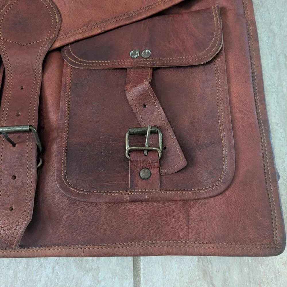 Leather Brown Messenger Bag Men's Laptop satchel Briefcase handmade